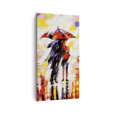 Quadro em tela - Juntos durante a noite e a chuva - 65x120 cm