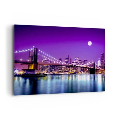 Quadro em tela - Luzes de uma grande cidade em roxo - 120x80 cm