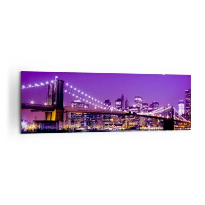 Quadro em tela - Luzes de uma grande cidade em roxo - 160x50 cm