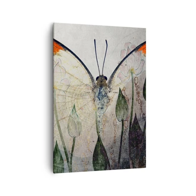 Quadro em tela - Onde a borboleta se esconde na relva - 70x100 cm