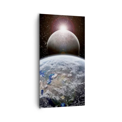 Quadro em tela - Paisagem espacial - o nascer do sol - 65x120 cm