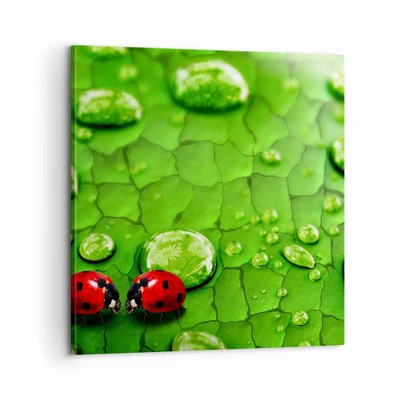 Quadro em tela - Reunião em verde - 60x60 cm