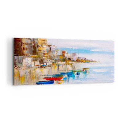 Quadro em tela - Um refúgio urbano multicolorido - 100x40 cm