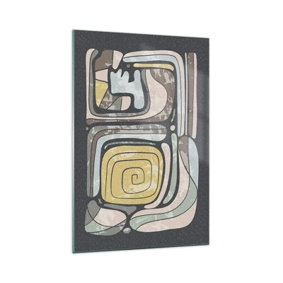 Quadro em vidro - Abstração no espírito pré-colombiano - 70x100 cm