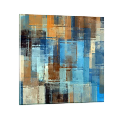 Quadro em vidro - Através da cortina azul - 60x60 cm