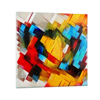 Quadro em vidro - Camadas multicoloridas - 50x50 cm