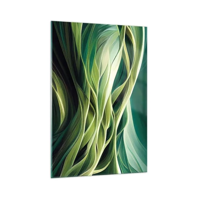 Quadro em vidro - Jogo verde abstrato - 70x100 cm