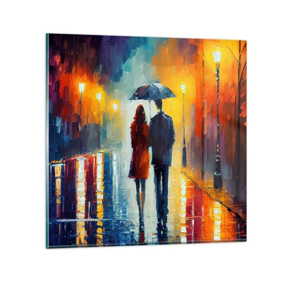 Quadro em vidro - Juntos – uma noite colorida - 30x30 cm