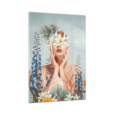 Quadro em vidro - Mulher – flor - 50x70 cm