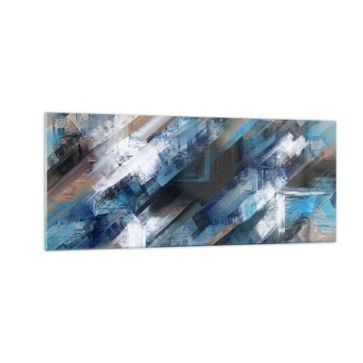 Quadro em vidro - Numa diagonal azul - 100x40 cm