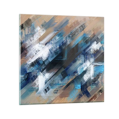 Quadro em vidro - Numa diagonal azul - 40x40 cm