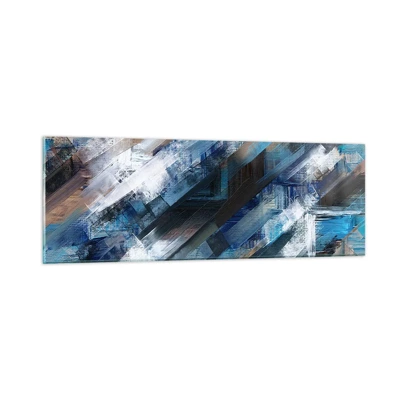 Quadro em vidro - Numa diagonal azul - 90x30 cm