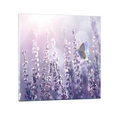 Quadro em vidro - O beijo da borboleta - 70x70 cm