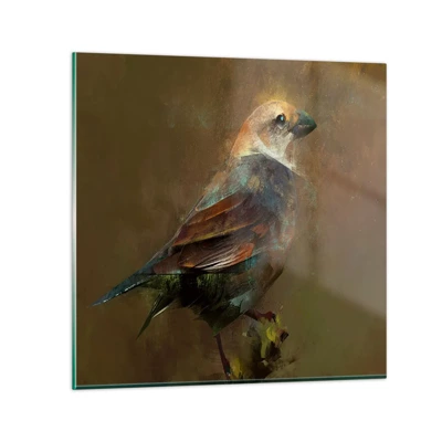 Quadro em vidro - Pardal, pequeno passarinho - 60x60 cm