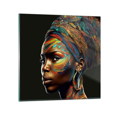 Quadro em vidro - Rainha africana - 50x50 cm