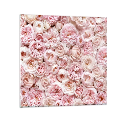 Quadro em vidro - Uma cama de rosas - 40x40 cm