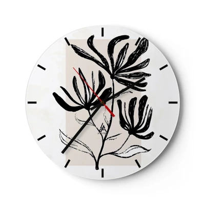Relógio de parede - Relógio em vidro - Esboço para o herbário - 30x30 cm