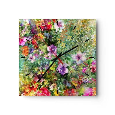 Relógio de parede - Relógio em vidro - Nas flores para a perdição - 40x40 cm