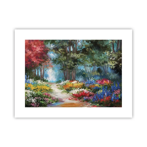 Pôster - Jardim florestal, floresta florida - 40x30 cm