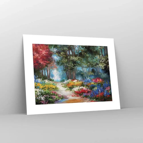 Pôster - Jardim florestal, floresta florida - 40x30 cm