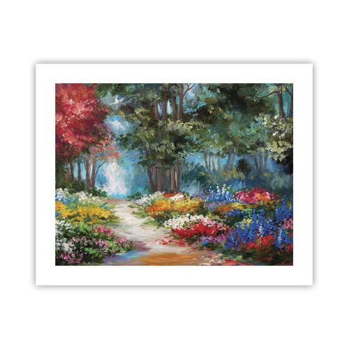 Pôster - Jardim florestal, floresta florida - 50x40 cm