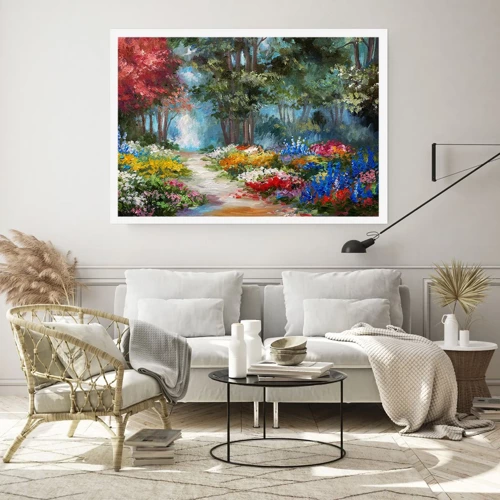 Pôster - Jardim florestal, floresta florida - 70x50 cm