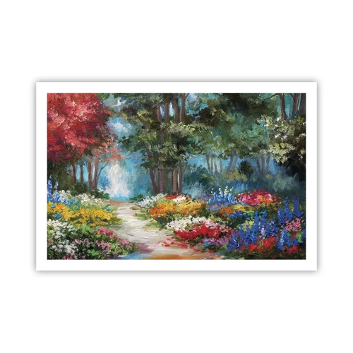 Pôster - Jardim florestal, floresta florida - 91x61 cm