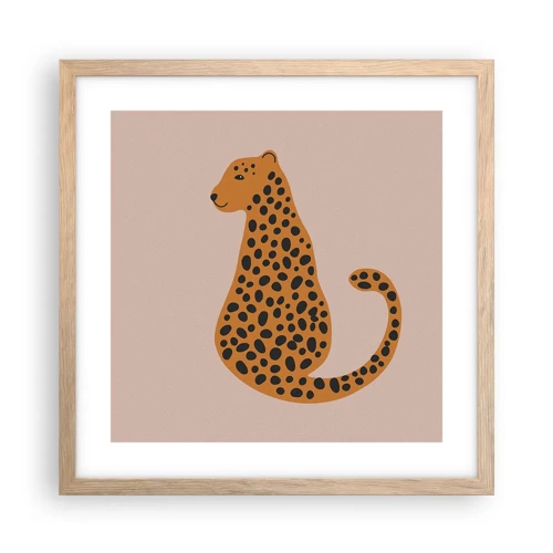 Pôster com moldura de carvalho claro - A estampa de leopardo está na moda - 40x40 cm