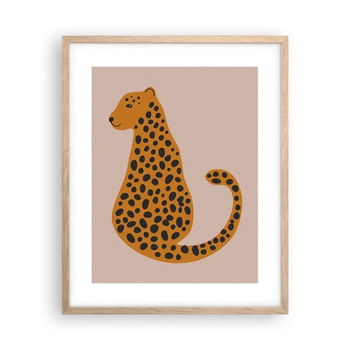 Pôster com moldura de carvalho claro - A estampa de leopardo está na moda - 40x50 cm