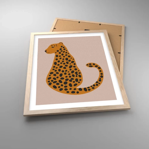 Pôster com moldura de carvalho claro - A estampa de leopardo está na moda - 40x50 cm