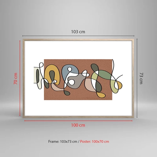 Pôster com moldura de carvalho claro - Abstração que vale a pena sorrir - 100x70 cm