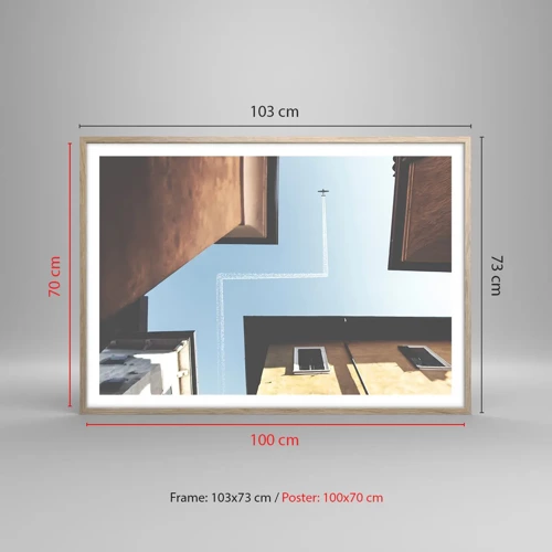 Pôster com moldura de carvalho claro - Acima do labirinto da cidade - 100x70 cm