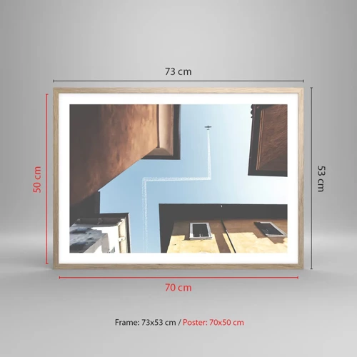 Pôster com moldura de carvalho claro - Acima do labirinto da cidade - 70x50 cm