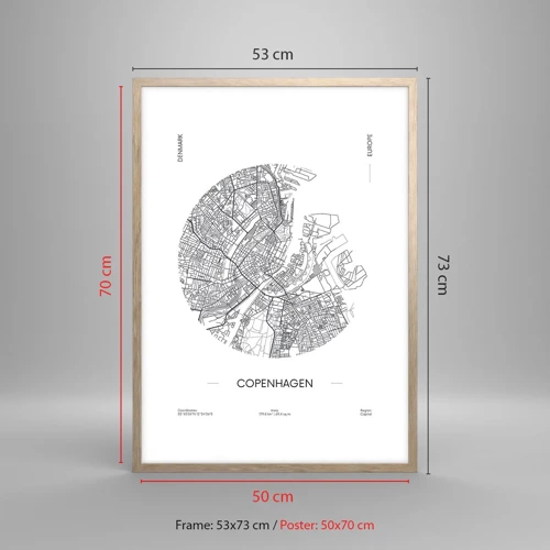 Pôster com moldura de carvalho claro - Anatomia de Copenhague - 50x70 cm