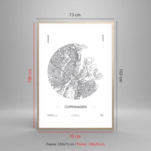 Pôster com moldura de carvalho claro - Anatomia de Copenhague - 70x100 cm