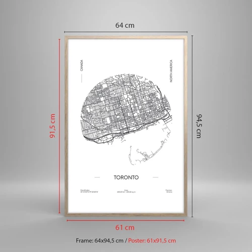 Pôster com moldura de carvalho claro - Anatomia de Toronto - 61x91 cm