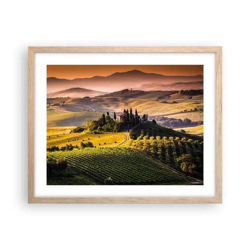 Pôster com moldura de carvalho claro - Arcádia - Paisagem toscana - 50x40 cm