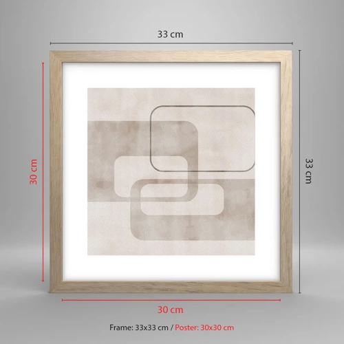 Pôster com moldura de carvalho claro - Argamassa geométrica - 30x30 cm