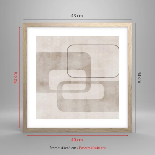 Pôster com moldura de carvalho claro - Argamassa geométrica - 40x40 cm