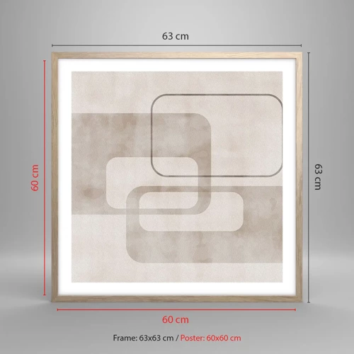 Pôster com moldura de carvalho claro - Argamassa geométrica - 60x60 cm