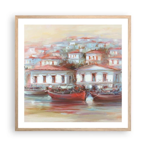 Pôster com moldura de carvalho claro - Cidade feliz - 60x60 cm