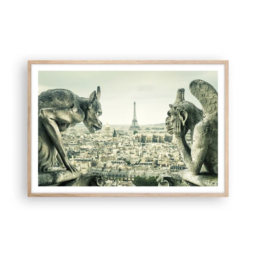 Pôster com moldura de carvalho claro - Conversas parisienses - 91x61 cm