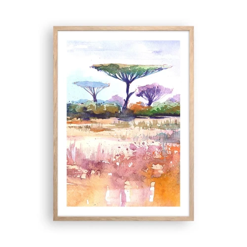 Pôster com moldura de carvalho claro - Cores da savana - 50x70 cm