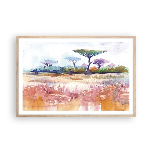 Pôster com moldura de carvalho claro - Cores da savana - 91x61 cm