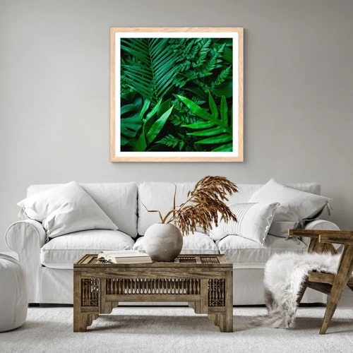 Pôster com moldura de carvalho claro - Envolto em verde - 60x60 cm