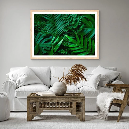 Pôster com moldura de carvalho claro - Envolto em verde - 70x50 cm