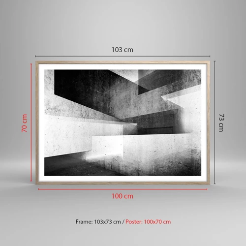 Pôster com moldura de carvalho claro - Estrutura espacial - 100x70 cm