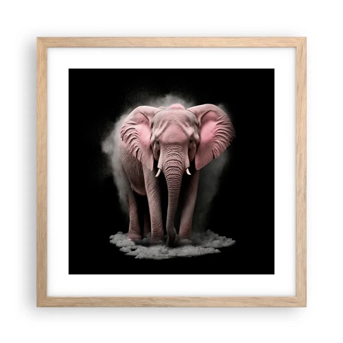 Pôster com moldura de carvalho claro - Não pense em um elefante rosa! - 40x40 cm