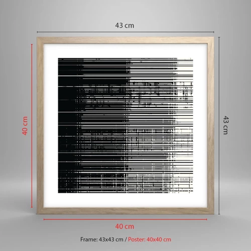 Pôster com moldura de carvalho claro - Ondas e vibrações - 40x40 cm
