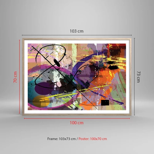 Pôster com moldura de carvalho claro - Pode ir direto ou ao redor - 100x70 cm